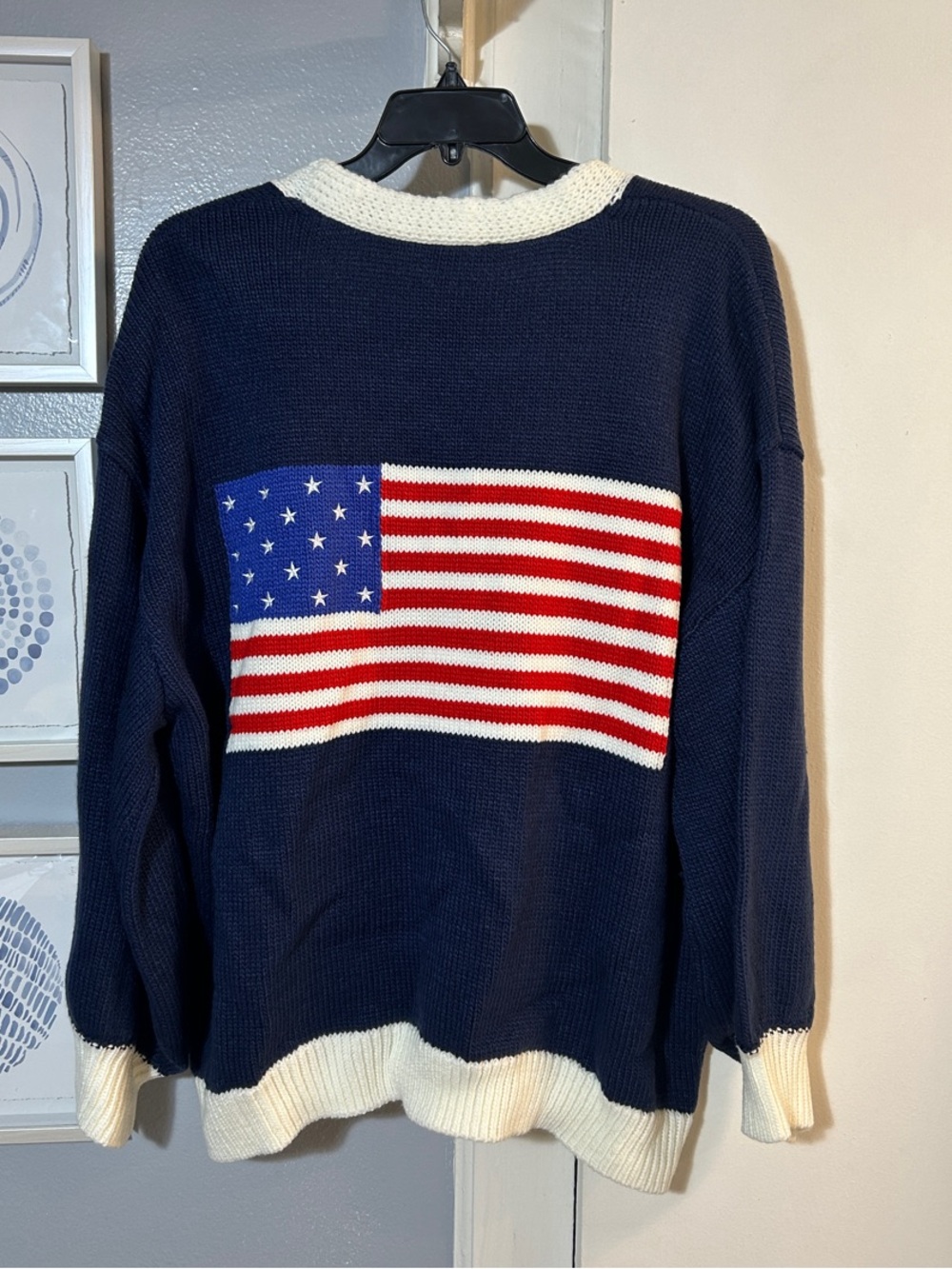 SUGARLIPS Julius Navy American Flag Cardigan Sweater Patriotic Size 3X NWT